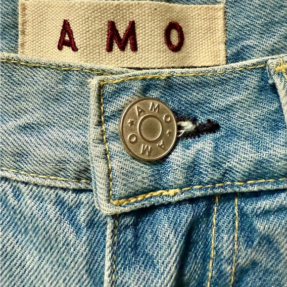 New AMO The Low Down Distressed Med Wash Straight Jeans Size 26 - Picture 8 of 11